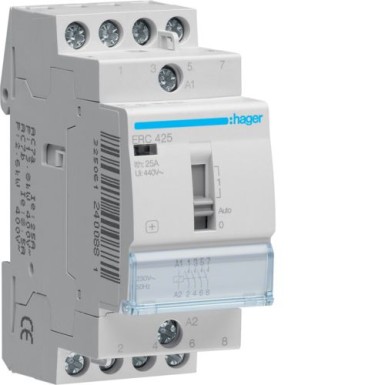 ERC425 - Override Contactor 25A, 4NO, 230V - Hager - Override Contactor 25A, 4NO, 230V - Hager - 0