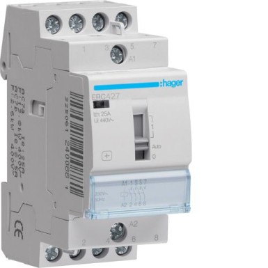 ERC427 - Override Contactor 25A, 2NO+2NC, 230V - Hager - Override Contactor 25A, 2NO+2NC, 230V - Hager - 0