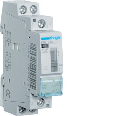 ERL216 - Relay 16A, 2NO, 12V - Hager - Relay 16A, 2NO, 12V - Hager - 0