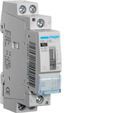 ERL218 - Relay 16A, 1NO+1NC, 12V - Hager - Relay 16A, 1NO+1NC, 12V - Hager - 0