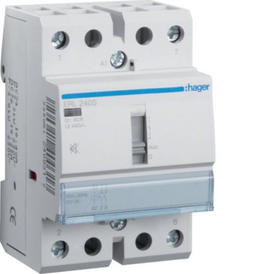 ERL240S - Humfree Override Contactor 40A, 2NO, 12V - Hager - Humfree Override Contactor 40A, 2NO, 12V - Hager - 0