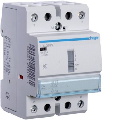 ERL263S - Humfree Override Contactor 63A, 2NO, 12V - Hager - Humfree Override Contactor 63A, 2NO, 12V - Hager - 0