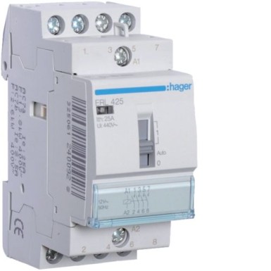 ERL425 - Override Contactor 25A, 4NO, 12V - Hager - Override Contactor 25A, 4NO, 12V - Hager - 0