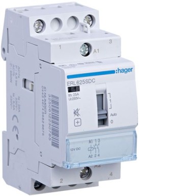 ERL625SDC - Humfree Override Contactor 25A 2NO 12VDC - Hager - Humfree Override Contactor 25A 2NO 12VDC - Hager - 0