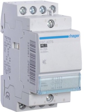 ESC427S - Humfree Contactor 25A, 2NO+2NC, 230V - Hager - Humfree Contactor 25A, 2NO+2NC, 230V - Hager - 0