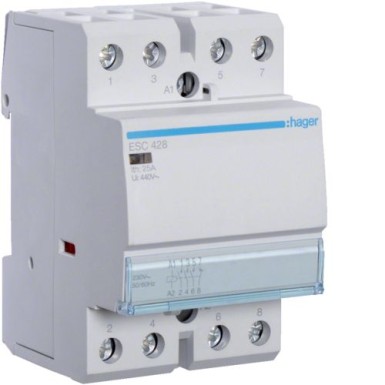 ESC428 - Contactor 25A, 3NO+1NC, 230V - Hager - Contactor 25A, 3NO+1NC, 230V - Hager - 0