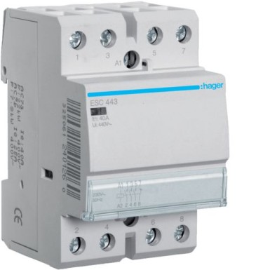 ESC443 - Contactor 40A, 3NO+1NC, 230V - Hager - Contactor 40A, 3NO+1NC, 230V - Hager - 0