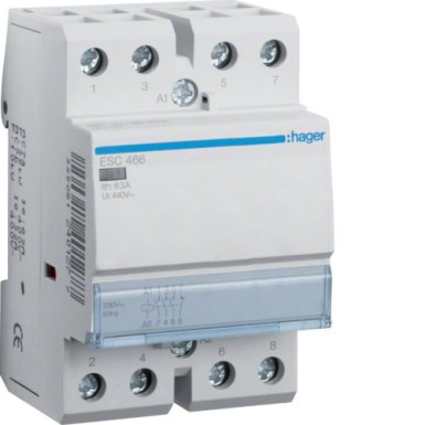 ESC466 - Contactor 63A, 3NO+1NC, 230V - Hager - Contactor 63A, 3NO+1NC, 230V - Hager - 0