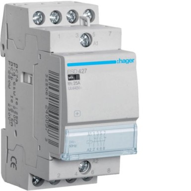 ESD427 - Contactor 25A, 2NO+2NC, 24V - Hager - Contactor 25A, 2NO+2NC, 24V - Hager - 0