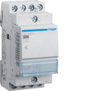 ESD427S - Humfree Contactor 25A, 2NO+2NC, 24V - Hager - Humfree Contactor 25A, 2NO+2NC, 24V - Hager - 0