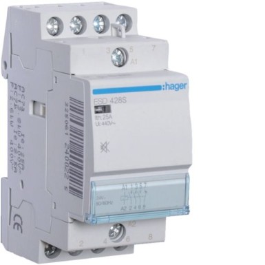 ESD428S - Humfree Contactor 25A, 3NO+1NC, 24V - Hager - Humfree Contactor 25A, 3NO+1NC, 24V - Hager - 0