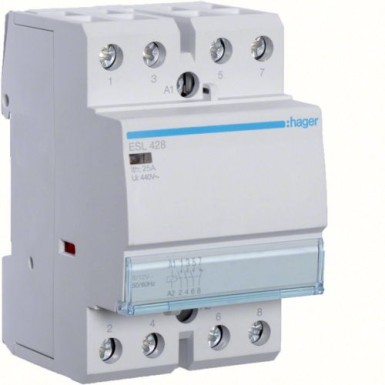 ESL428 - Contactor 25A, 3NO+1NC, 12V - Hager - Contactor 25A, 3NO+1NC, 12V - Hager - 0