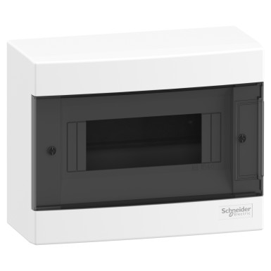 EZ9EUC108 - Modular enclosure, Easy9 EU, surface-mounted, 1x8 modules, 2 ground/neutral terminals, smoke door - Schneider Electric - Modular enclosure, Easy9 EU, surface-mounted, 1x8 modules, 2 ground/neutral terminals, smoke door - Schneider Electric - 0