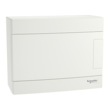 EZ9EUD108 - Modular enclosure, Easy9 EU, surface-mounted, 1x8 modules, 2 ground/neutral terminal strips, white door - Schneider Electric - Modular enclosure, Easy9 EU, surface-mounted, 1x8 modules, 2 ground/neutral terminal strips, white door - Schneider Electric - 0