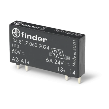 348170059024 - Ultrathin solid-state relay; installation on a printed circuit board; output 6A (24V DC); 5V dc input; Waterproofing RTIII - Finder - Ultrathin solid-state relay; installation on a printed circuit board; output 6A (24V DC); 5V dc input; Waterproofing RTIII - Finder - 0