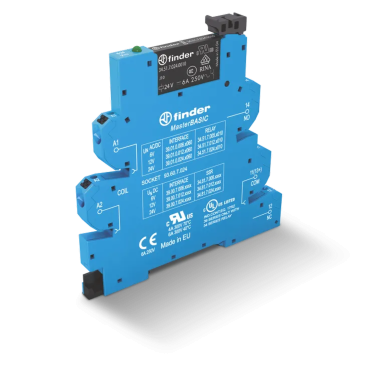 390100120060 - Interface module (assembly 34.51.012.0010 + 93.60.7.024), electromechanical relay, MasterBasic series; 1CO 6A; 12V AC/DC power; IP20 protection class; Cavigable push-in terminals - Finder - Interface module (assembly 34.51.012.0010 + 93.60.7.024), electromechanical relay, MasterBasic series; 1CO 6A; 12V AC/DC power; IP20 protection class; Cavigable push-in terminals - Finder - 0