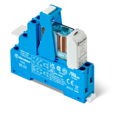 485270240050SPA - Interface module (assembly 40.52.7.024.0000 + 99.02.9.024.99 + 95.05SPA), electromechanical relay; 2CO 8A; AGNI contacts; 24V DC (sensitive); IP20 protection class; screw terminals; plastic clips; LEDs + diodes - Finder - Interface module (assembly 40.52.7.024.0000 + 99.02.9.024.99 + 95.05SPA), electromechanical relay; 2CO 8A; AGNI contacts; 24V DC (sensitive); IP20 protection class; screw terminals; plastic clips; LEDs + diodes - Finder - 0