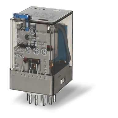 601340310040 - Universal electromechanical relay; Installation in the outlet 11-pin connector; 3CO 10A; AGNI contacts; Clear coil AC 0.3A; degree of protection of RTI; Options: Test button + fur.InDicator - Finder - Universal electromechanical relay; Installation in the outlet 11-pin connector; 3CO 10A; AGNI contacts; Clear coil AC 0.3A; degree of protection of RTI; Options: Test button + fur.InDicator - Finder - 0