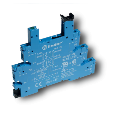 93010024 - Socket with screw terminals (with clamping clamp) for relay 34 series; 24V / DC power supply; included plastic clip; Options: LEDs - Finder - Socket with screw terminals (with clamping clamp) for relay 34 series; 24V / DC power supply; included plastic clip; Options: LEDs - Finder - 0