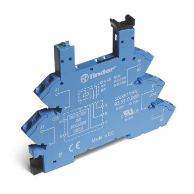 93510240 - Rosette with non-free terminals (spring clamp) for relay 34 series; 240V / DC power supply; included plastic clip; Options: LEDs - Finder - Rosette with non-free terminals (spring clamp) for relay 34 series; 240V / DC power supply; included plastic clip; Options: LEDs - Finder - 0