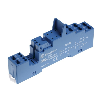 9555SPA - Rosette with eventless terminals (spring clamp) for relay 40.51, 40.52, 40.61, 40.62; Modules 99.02, 86.03 are used; Included plastic clip 095.91.3; Version: Blue - Finder - Rosette with eventless terminals (spring clamp) for relay 40.51, 40.52, 40.61, 40.62; Modules 99.02, 86.03 are used; Included plastic clip 095.91.3; Version: Blue - Finder - 0