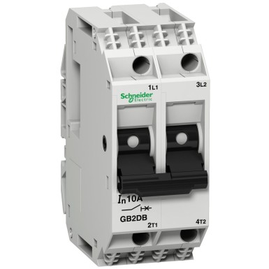 GB2DB06 - Circuit breaker, TeSys GB2, 2P, 1A, Icu 50kA at 415V, Thermal magnetic, DIN rail mounted - Schneider Electric - Circuit breaker, TeSys GB2, 2P, 1A, Icu 50kA at 415V, Thermal magnetic, DIN rail mounted - Schneider Electric - 0