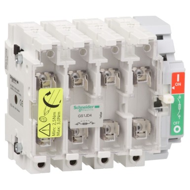 GS1JD4 - Switch disconnector fuse, TeSys GS, 4P, 4NO, 100A, 9W, fuse type NFC, size 22x58mm - Schneider Electric - Switch disconnector fuse, TeSys GS, 4P, 4NO, 100A, 9W, fuse type NFC, size 22x58mm - Schneider Electric - 0