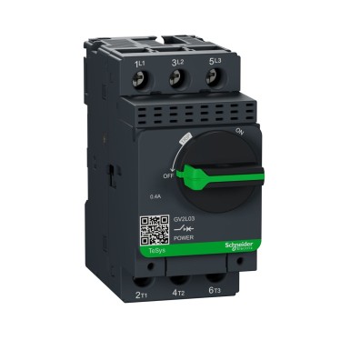 GV2L03 - Motor circuit breaker,TeSys Deca frame 2,3P,0.4A,magnetic,rotary handle,screw clamp terminals - Schneider Electric - Motor circuit breaker,TeSys Deca frame 2,3P,0.4A,magnetic,rotary handle,screw clamp terminals - Schneider Electric - 0