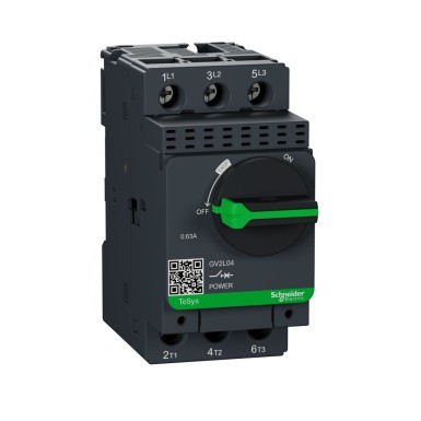 GV2L04 - Motor circuit breaker,TeSys Deca frame 2,3P,0.63A,magnetic,rotary handle,screw clamp terminals - Schneider Electric - Motor circuit breaker,TeSys Deca frame 2,3P,0.63A,magnetic,rotary handle,screw clamp terminals - Schneider Electric - 0