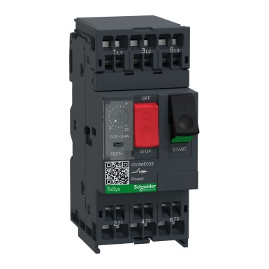 GV2ME033 - Motor circuit breaker,TeSys Deca frame 2,3P,0.25-0.4A,thermal magnetic,push button,spring terminals - Schneider Electric - Motor circuit breaker,TeSys Deca frame 2,3P,0.25-0.4A,thermal magnetic,push button,spring terminals - Schneider Electric - 0