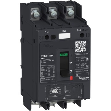 GV4LE02S6 - Motor circuit breaker, TeSys GV4, 3P, 2 A, Icu 100 kA, magnetic, lugs terminals - Schneider Electric - Motor circuit breaker, TeSys GV4, 3P, 2 A, Icu 100 kA, magnetic, lugs terminals - Schneider Electric - 0