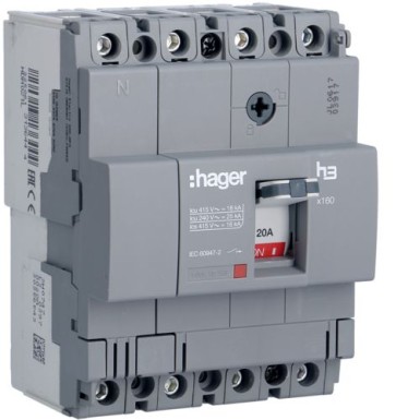 HDA017L - MCCB h3 x160 TM 4x16A 18kA - Hager - MCCB h3 x160 TM 4x16A 18kA - Hager - 0