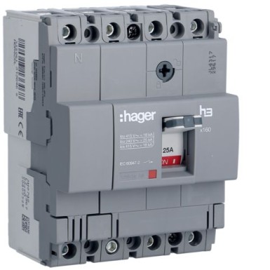 HDA026L - MCCB h3 x160 TM 4x25A 18kA - Hager - MCCB h3 x160 TM 4x25A 18kA - Hager - 0