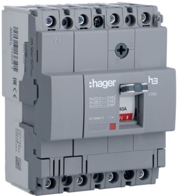 HDA041L - MCCB h3 x160 TM 4x40A 18kA - Hager - MCCB h3 x160 TM 4x40A 18kA - Hager - 0