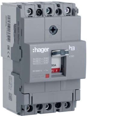 HDA050L - MCCB h3 x160 TM 3x50A 18kA - Hager - MCCB h3 x160 TM 3x50A 18kA - Hager - 0