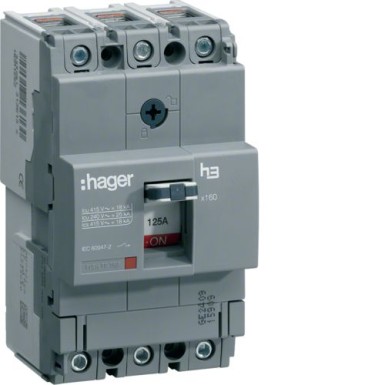 HHA025H - MCCB h3 x160 TM 3x25A 25kA - Hager - MCCB h3 x160 TM 3x25A 25kA - Hager - 0