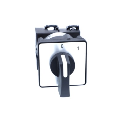 K1A001ALH - Cam switch, Harmony K, multifixing, plastic, 1 pole, 2 positions, 45°, 12A, 45x45mm,metallic legend, marked 0/1, 35mm black handle - Schneider Electric - Cam switch, Harmony K, multifixing, plastic, 1 pole, 2 positions, 45°, 12A, 45x45mm,metallic legend, marked 0/1, 35mm black handle - Schneider Electric - 4