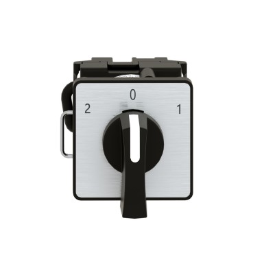 K1B001ULH - Cam changeover switch, Harmony K, multifixing, plastic, 1 pole, position 0, 45°, 12A, 45x45mm, metallic legend, marked 2/0/1, 35mm black handle - Schneider Electric - Cam changeover switch, Harmony K, multifixing, plastic, 1 pole, position 0, 45°, 12A, 45x45mm, metallic legend, marked 2/0/1, 35mm black handle - Schneider Electric - 3