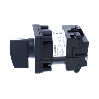 K1C003ALH - Cam switch, Harmony K, multifixing, plastic, 3 poles, 2 positions, 45°, 12A, 45x45mm,metallic legend, marked 0/1, 35mm black handle - Schneider Electric - Cam switch, Harmony K, multifixing, plastic, 3 poles, 2 positions, 45°, 12A, 45x45mm,metallic legend, marked 0/1, 35mm black handle - Schneider Electric - 2