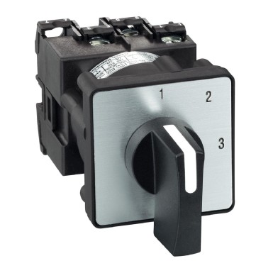 K1C003NLH - Cam stepping switch, Harmony K, multifixing, plastic, 1 pole, 3 steps, 45°, 12A, 45x45mm,metallic legend, marked 1/2/3, 35mm black handle - Schneider Electric - Cam stepping switch, Harmony K, multifixing, plastic, 1 pole, 3 steps, 45°, 12A, 45x45mm,metallic legend, marked 1/2/3, 35mm black handle - Schneider Electric - 0