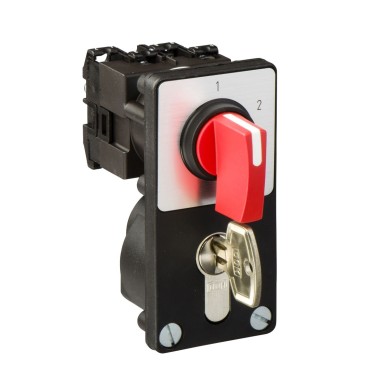 K1C003NZ2 - Cam stepping switch, Harmony K, screw mounting, plastic, 1 pole, 3 steps marked 1/2/3, 60°, 12A, red handle, key operated lock - Schneider Electric - Cam stepping switch, Harmony K, screw mounting, plastic, 1 pole, 3 steps marked 1/2/3, 60°, 12A, red handle, key operated lock - Schneider Electric - 0