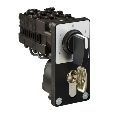 K1K015NZ4 - Cam stepping switch, Harmony K, screw mounting, plastic, 2 poles, 5 steps, position 0,marked 0/1/2/3/4/5, 60°, 12A, black handle, key operated lock - Schneider Electric - Cam stepping switch, Harmony K, screw mounting, plastic, 2 poles, 5 steps, position 0,marked 0/1/2/3/4/5, 60°, 12A, black handle, key operated lock - Schneider Electric - 0