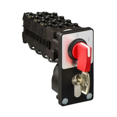 K1Q034NZ2 - Cam stepping switch, Harmony K, screw mounting, plastic, 4 poles, 4 steps marked 1/2/3/4, 60°, 12A, red handle, key operated lock - Schneider Electric - Cam stepping switch, Harmony K, screw mounting, plastic, 4 poles, 4 steps marked 1/2/3/4, 60°, 12A, red handle, key operated lock - Schneider Electric - 0