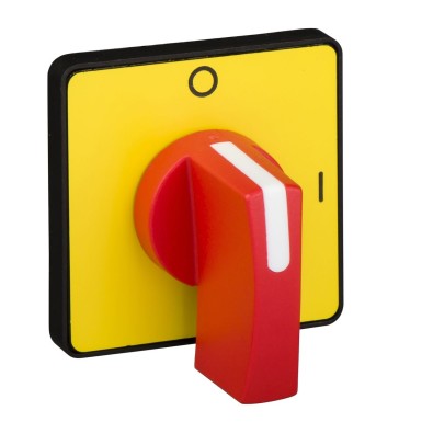 KCG3H - Cam switch Operating head, Harmony K, for multifixing, plastic, yellow, 45 x 45 mm, red handle, marked 0-1, 90° - Schneider Electric - Cam switch Operating head, Harmony K, for multifixing, plastic, yellow, 45 x 45 mm, red handle, marked 0-1, 90° - Schneider Electric - 0