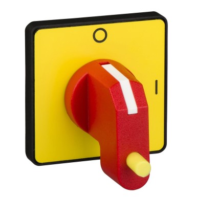 KCG3Y - Cam switch Operating head, Harmony K, for multifixing, plastic, yellow, 45 x 45 mm, red handle, marked 0-1, 90°, padlocking - Schneider Electric - Cam switch Operating head, Harmony K, for multifixing, plastic, yellow, 45 x 45 mm, red handle, marked 0-1, 90°, padlocking - Schneider Electric - 0