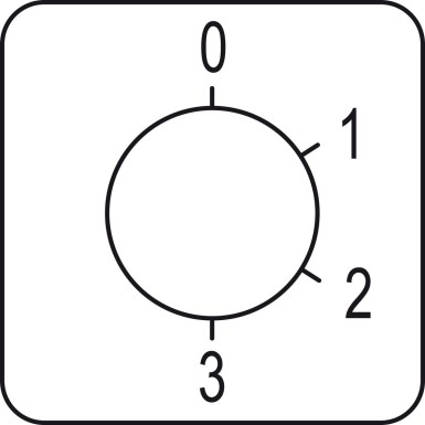 KZ18632 - Legend for cam switch, Harmony K, use Ш 22mm hole mounting heads, 45X45mm, metallic color, marked 0 - 3, 60° - Schneider Electric - Legend for cam switch, Harmony K, use Ш 22mm hole mounting heads, 45X45mm, metallic color, marked 0 - 3, 60° - Schneider Electric - 0