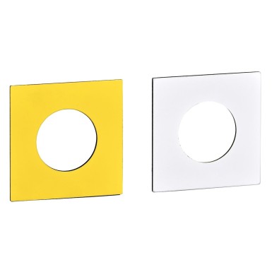 KZ19X - Legend for cam switch, Harmony K, use Ш 22mm hole mounting heads, 46X46mm, white and yellow colors, unmarked - Schneider Electric - Legend for cam switch, Harmony K, use Ш 22mm hole mounting heads, 46X46mm, white and yellow colors, unmarked - Schneider Electric - 0