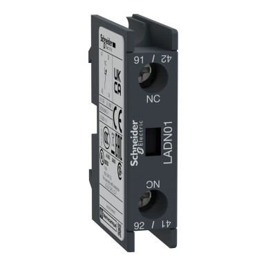 LADN01 - Auxiliary contact block, TeSys Deca, 1NC, front mounting, screw clamp terminals - Schneider Electric - Auxiliary contact block, TeSys Deca, 1NC, front mounting, screw clamp terminals - Schneider Electric - 0