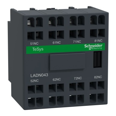 LADN043 - Auxiliary contact block, TeSys Deca, 4NC, front mounting, spring terminals - Schneider Electric - Auxiliary contact block, TeSys Deca, 4NC, front mounting, spring terminals - Schneider Electric - 0