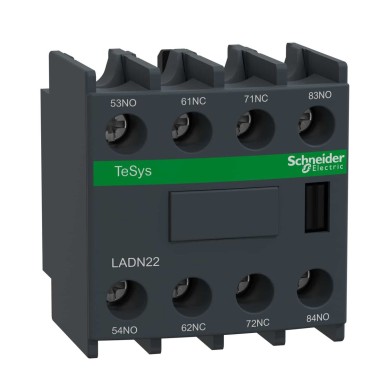 LADN22 - Auxiliary contact block, TeSys Deca, 2NO+2NC, front mounting, screw clamp terminals - Schneider Electric - Auxiliary contact block, TeSys Deca, 2NO+2NC, front mounting, screw clamp terminals - Schneider Electric - 0